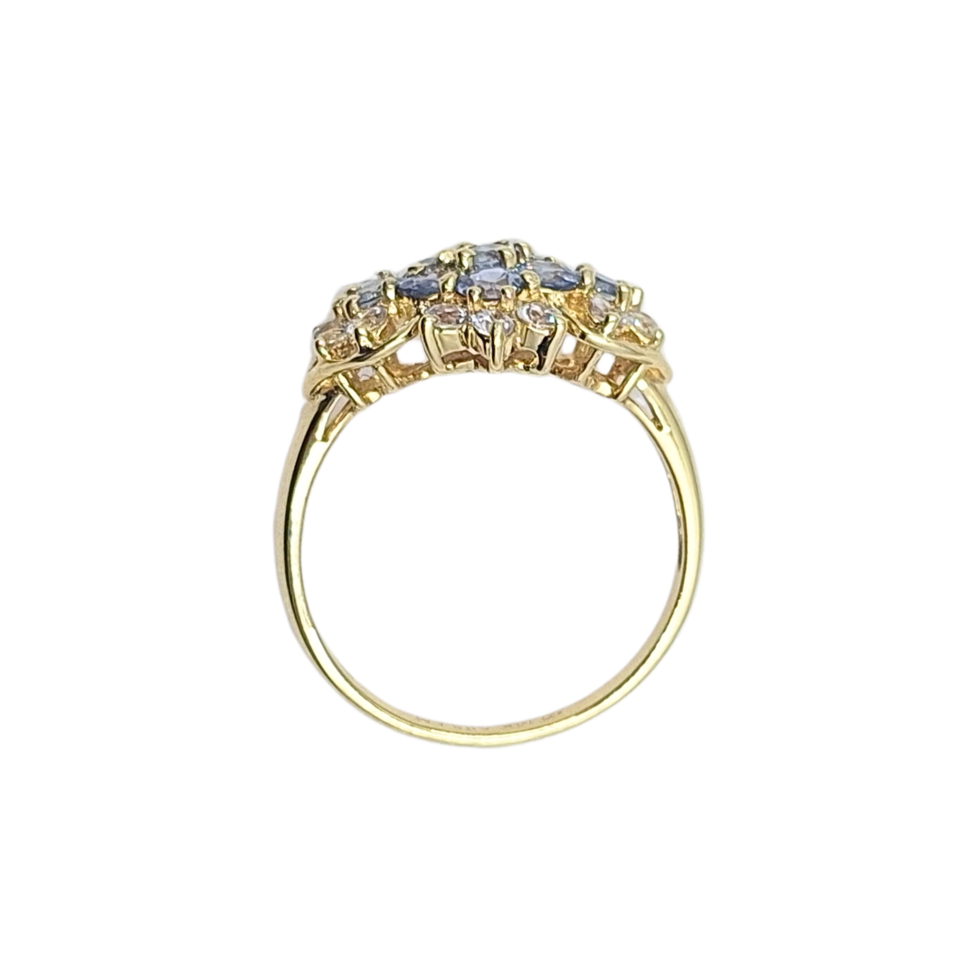 14ct Yellow Gold Tanzanite Cluster Ring