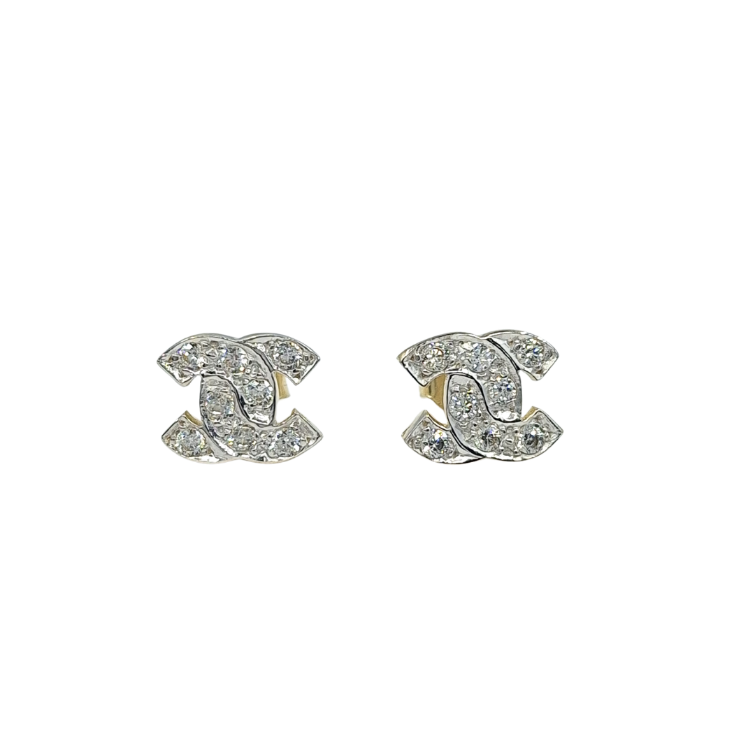 9ct Yellow Gold CC CZ Earrings