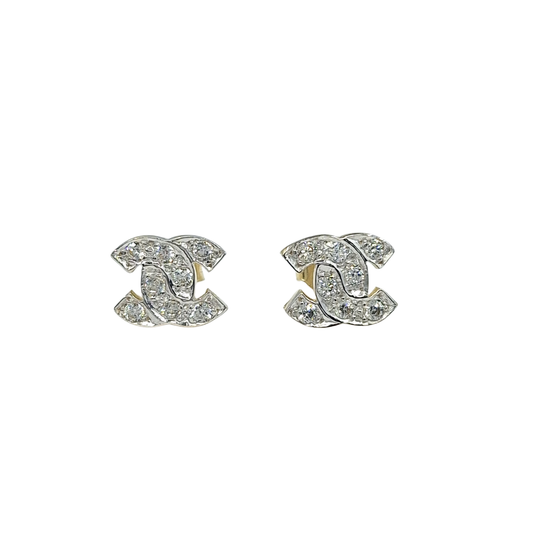 9ct Yellow Gold CC CZ Earrings