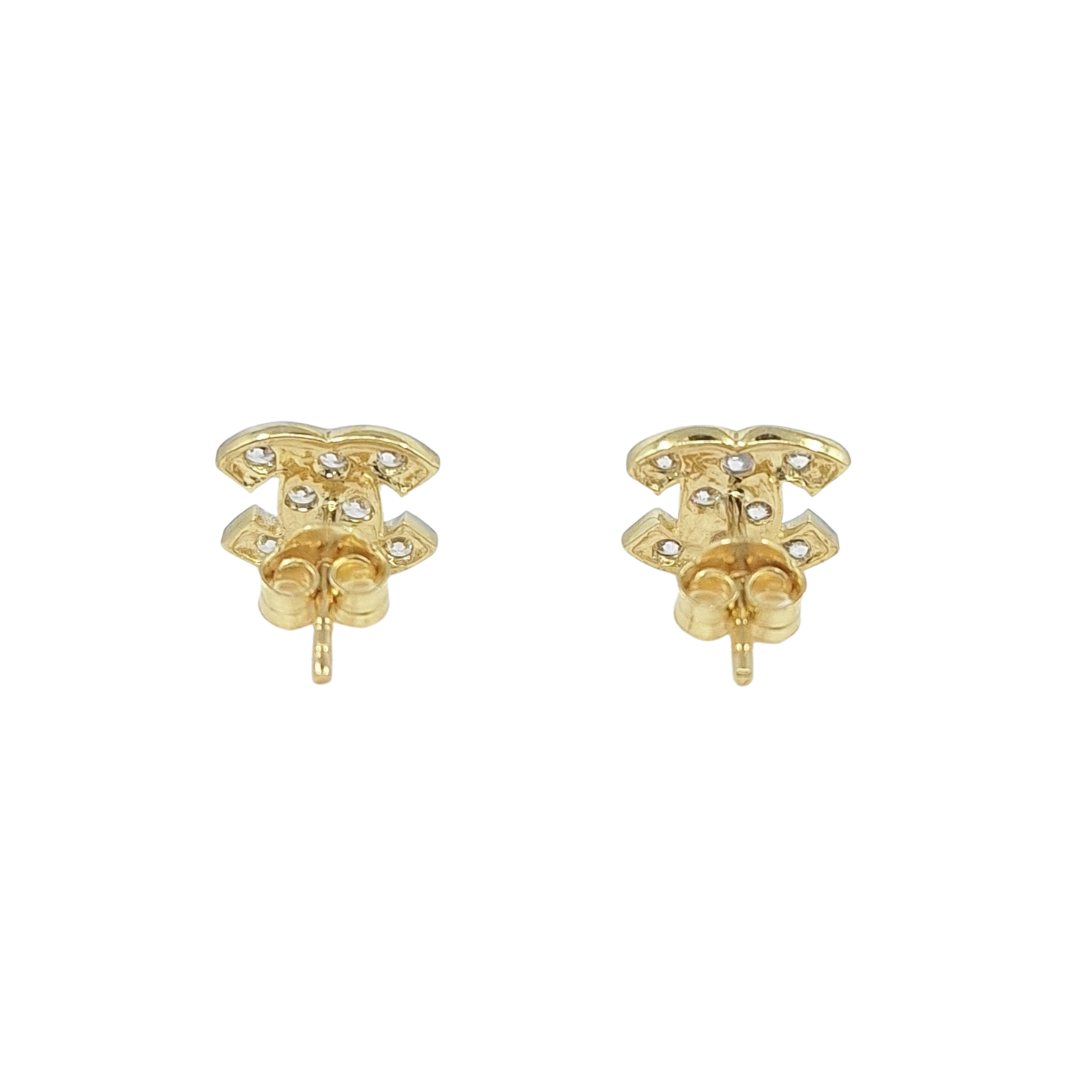 9ct Yellow Gold CC CZ Earrings