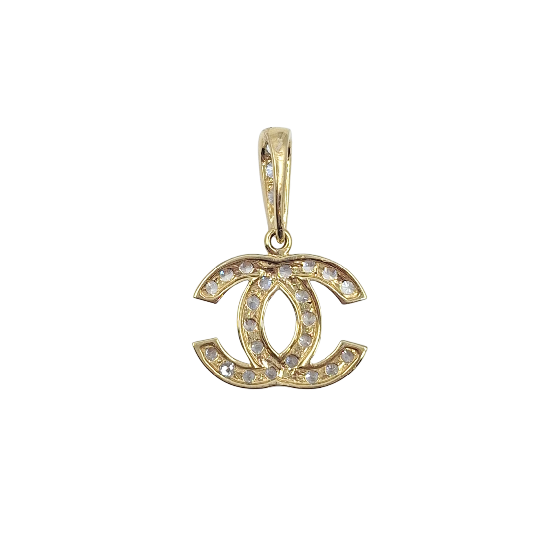 9ct Yellow Gold CC CZ Pendant