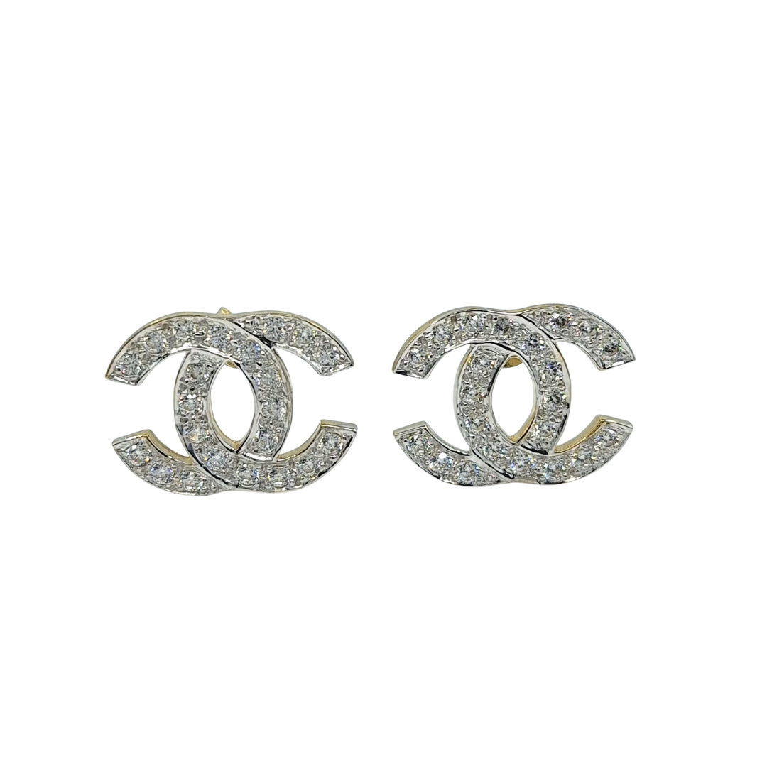 9ct Yellow Gold CC CZ Stud Earrings