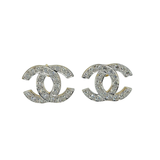 9ct Yellow Gold CC CZ Stud Earrings