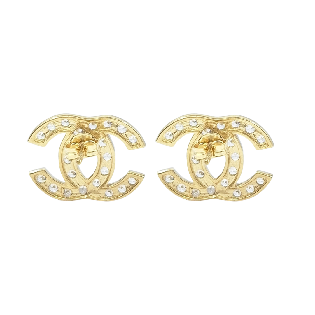 9ct Yellow Gold CC CZ Stud Earrings