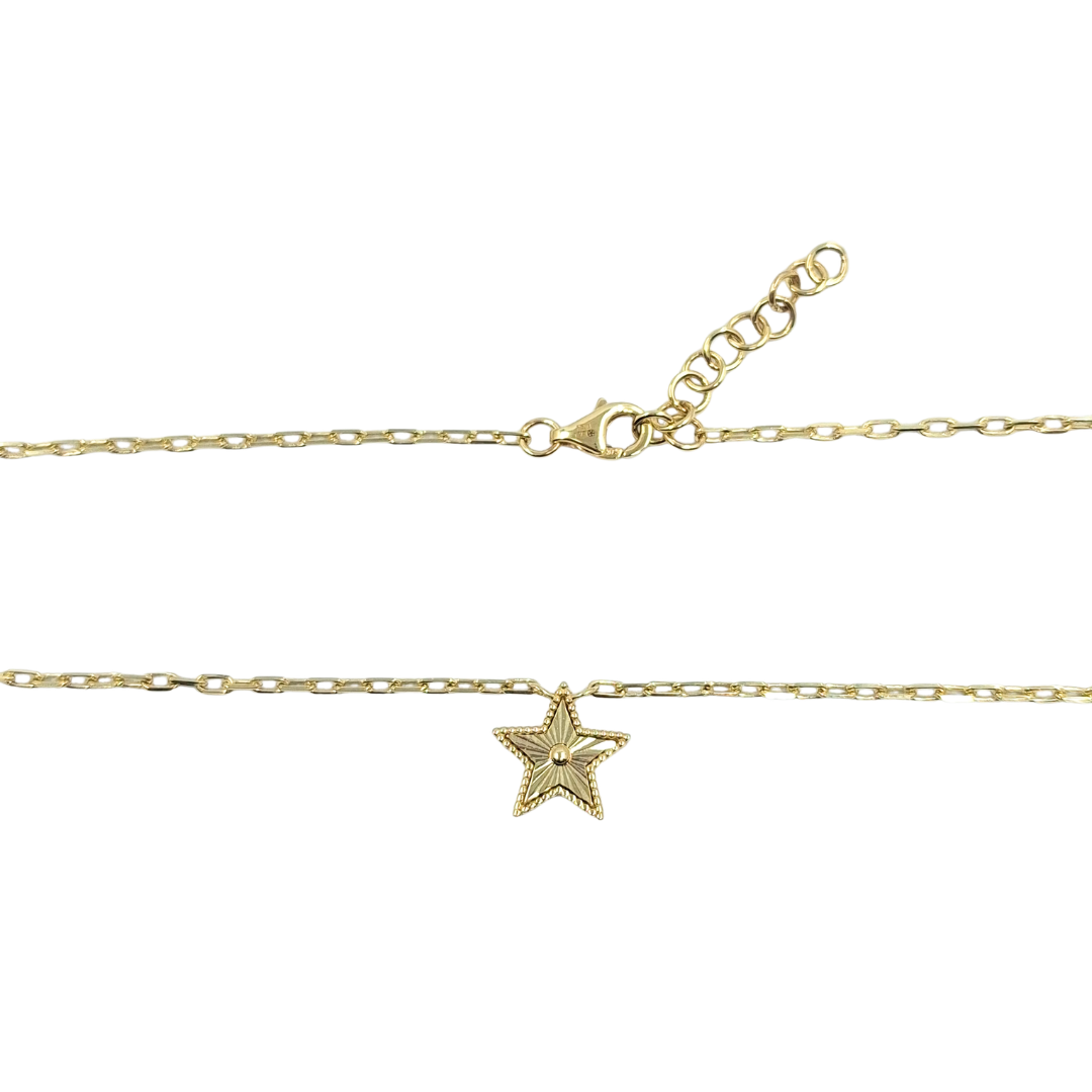 9ct Yellow Gold Star pendant 18"