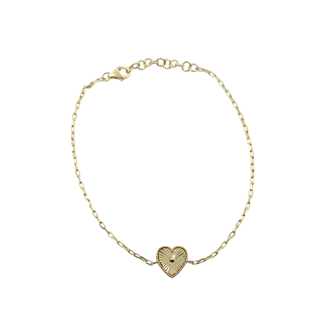 9ct Yellow Gold Heart Bracelet 7.5"