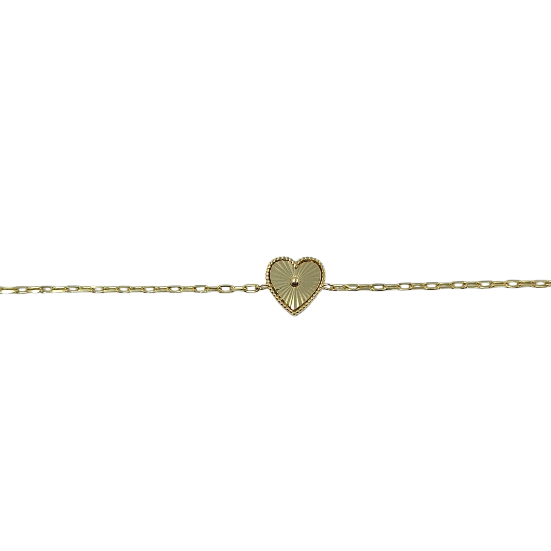 9ct Yellow Gold Heart Bracelet 7.5"