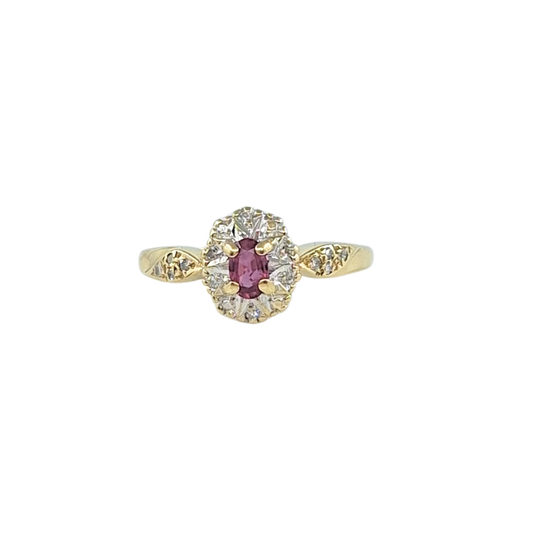 9ct Yellow Gold Gemstone & Diamond Ring