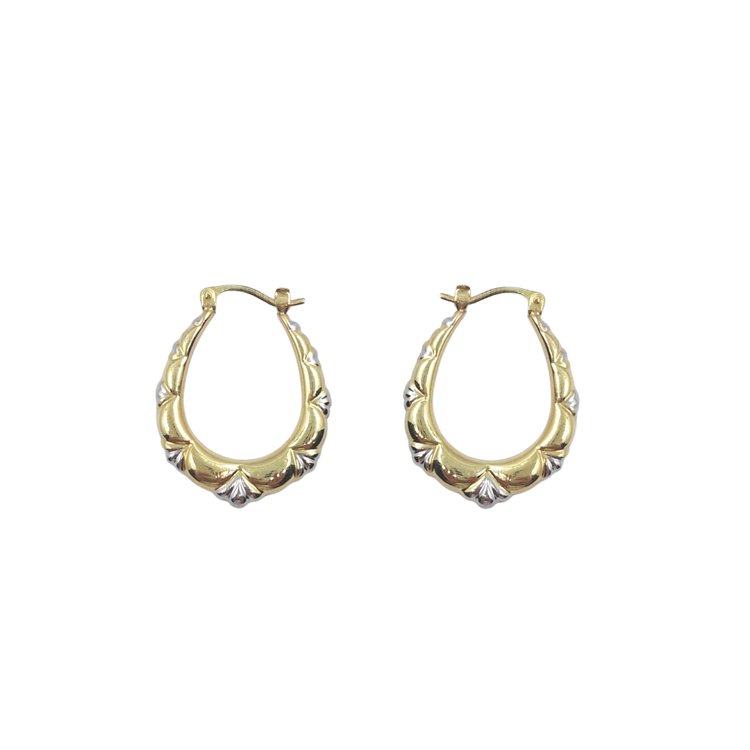 9ct Two Colour Gold Creole Earrings