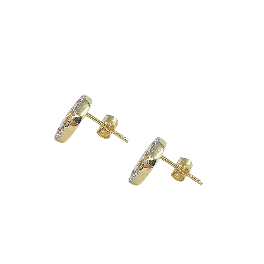 9ct Yellow Gold Chanel Style CZ Earrings