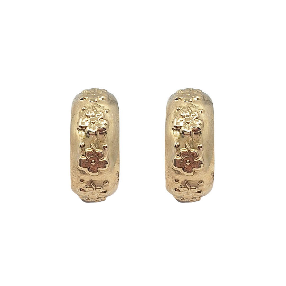 9ct Yellow Gold Patterned Hoop earrings
