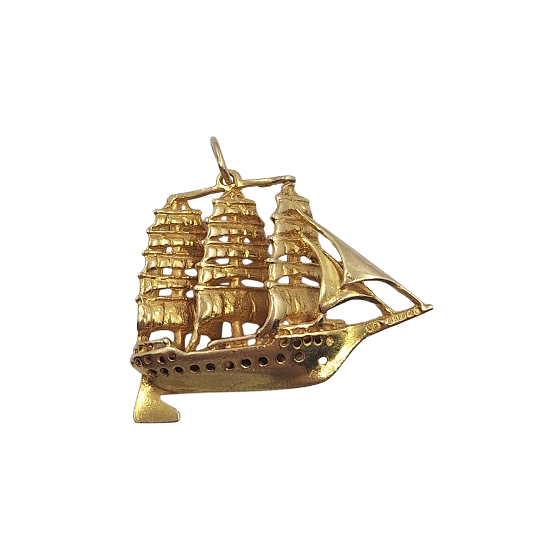 9ct Yellow Gold Sailing Ship Charm