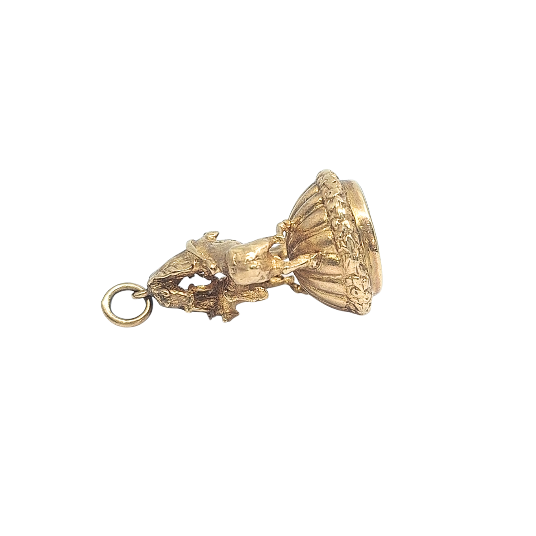 9ct Yellow Gold Horse Bloodstone Fob Pendant