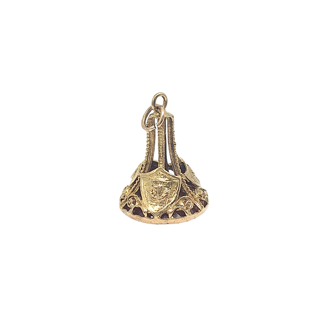9ct Yellow Gold Carnelian Intaglio Shield Fob Pendant