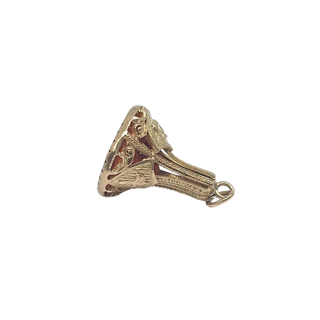 9ct Yellow Gold Carnelian Intaglio Shield Fob Pendant
