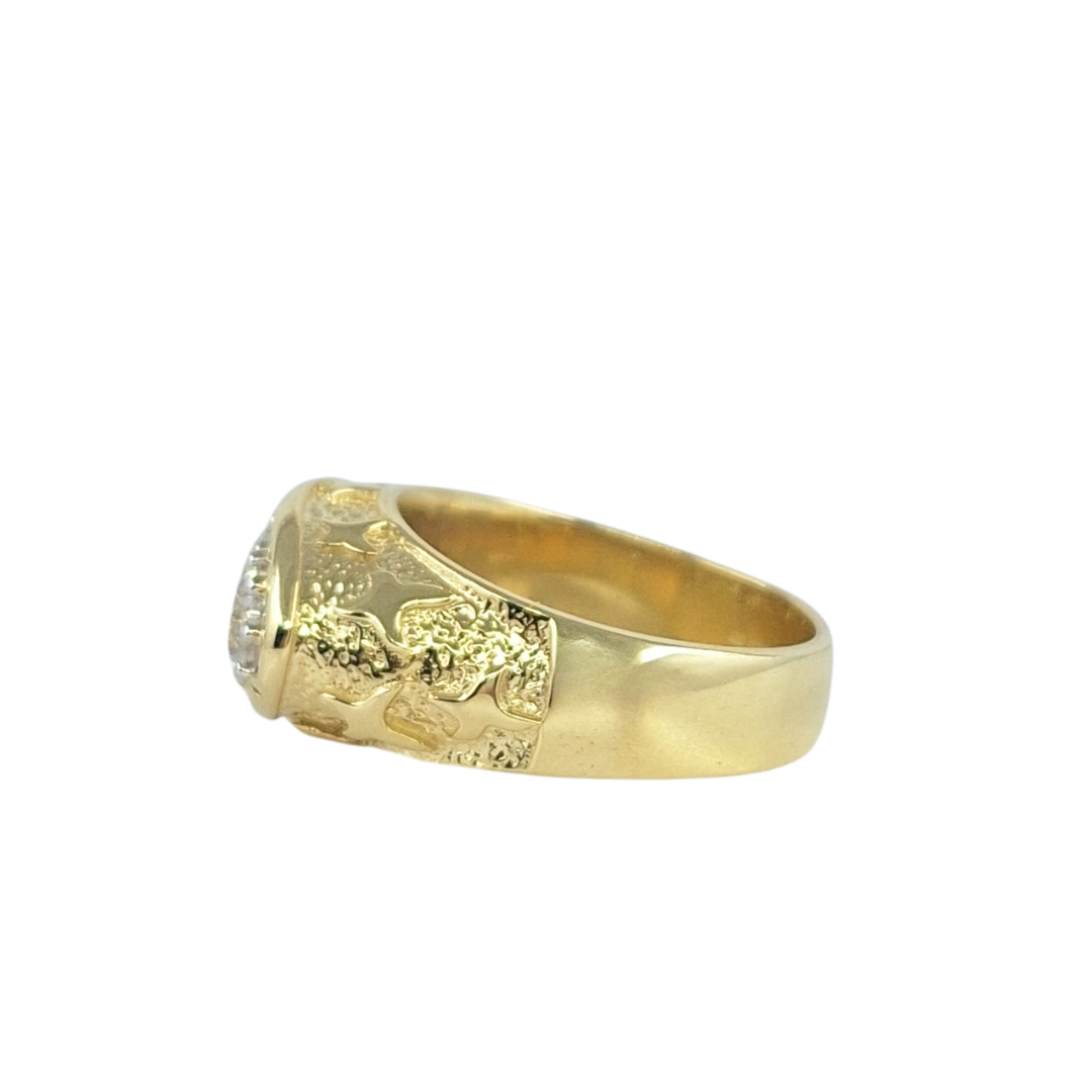 9ct Yellow Gold Gypsy Three Stone CZ Ring