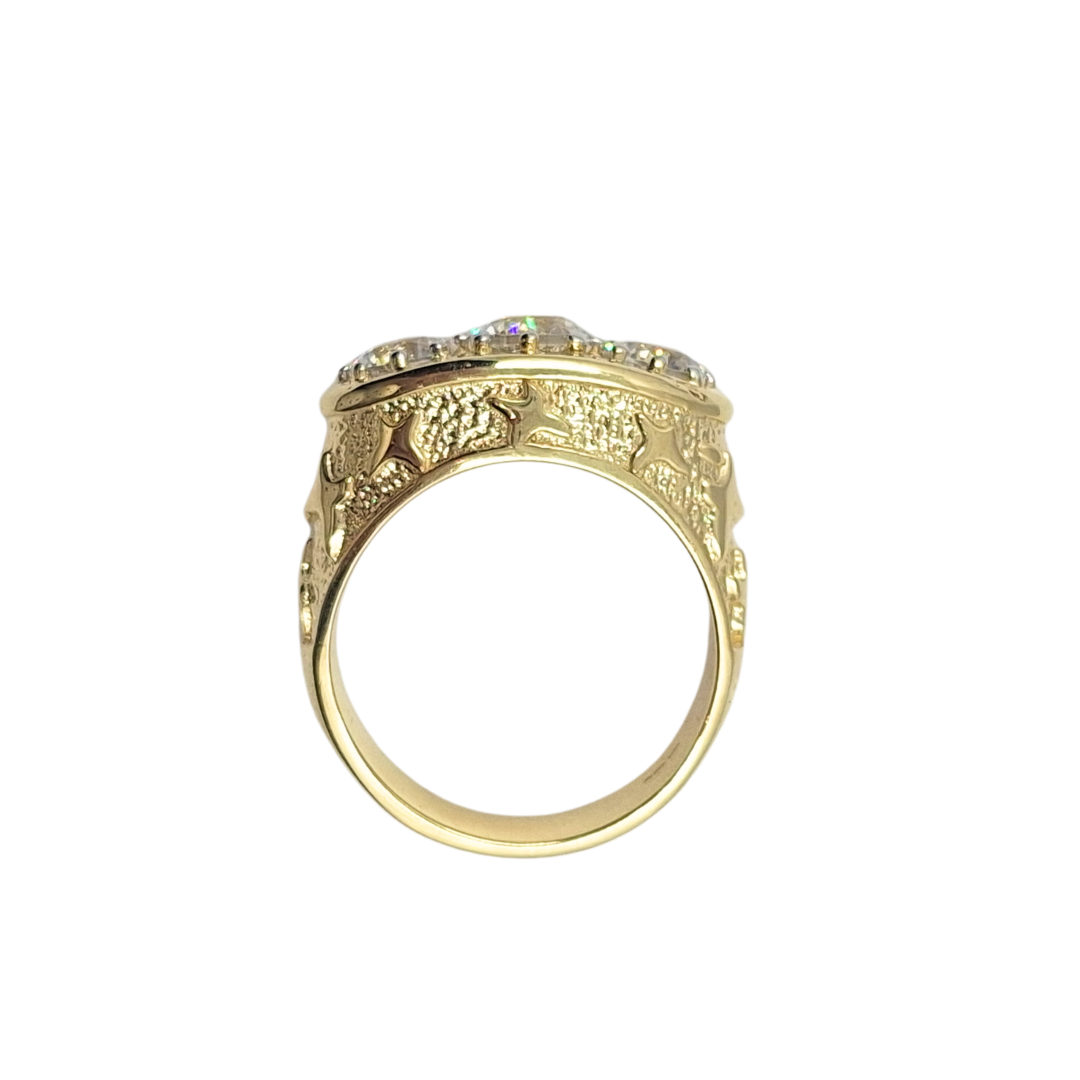 9ct Yellow Gold Gypsy Three Stone CZ Ring