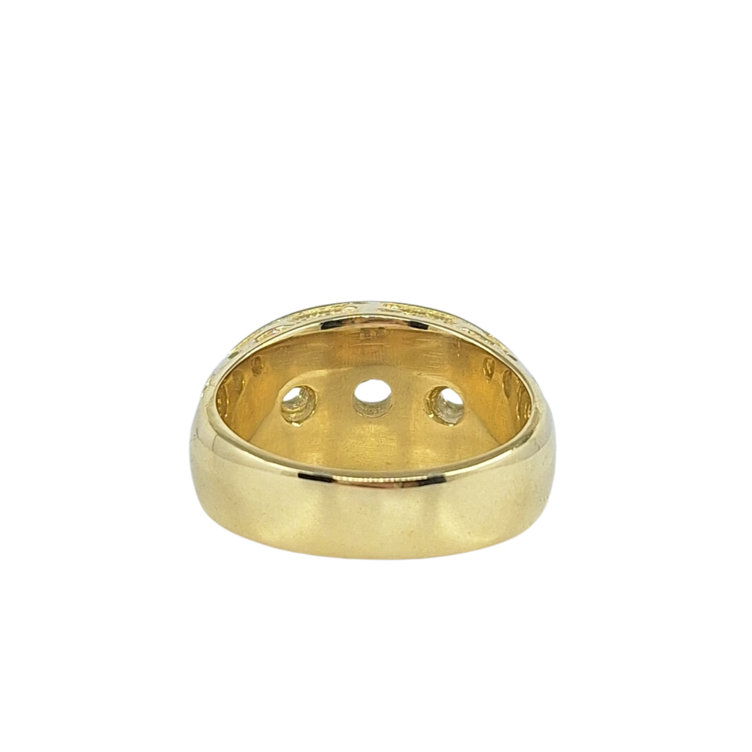 9ct Yellow Gold Gypsy Three Stone CZ Ring
