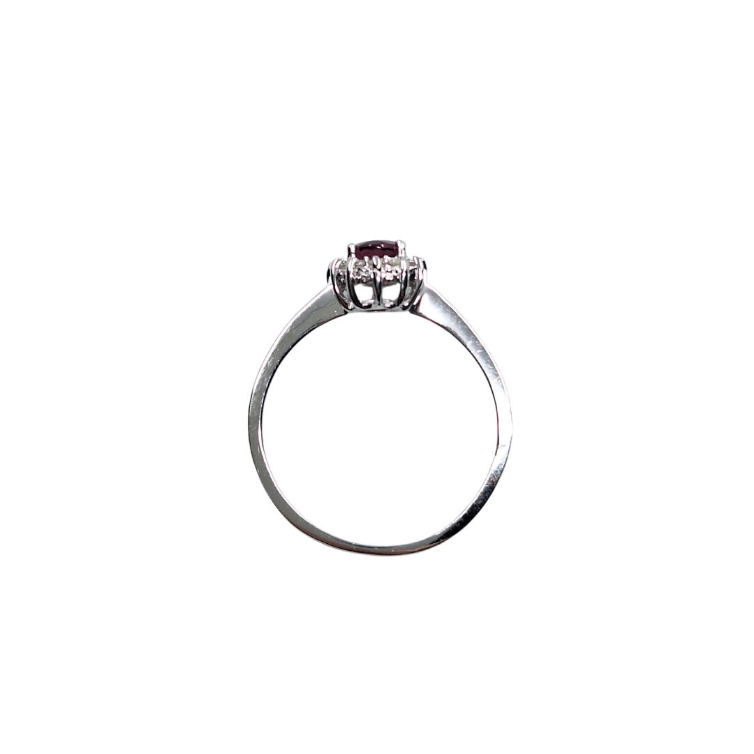 9ct White Gold Pink Tourmaline & Diamond Cluster Ring