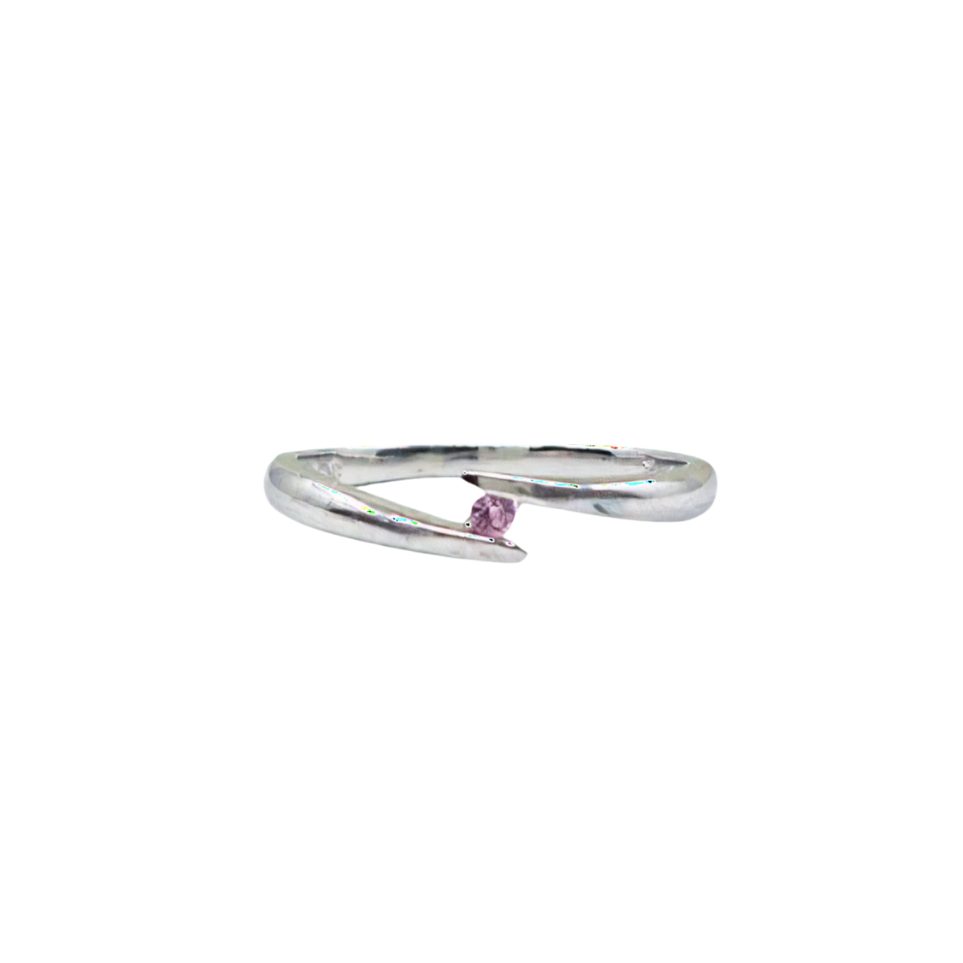 9ct White Gold Pink Sapphire Solitaire Ring