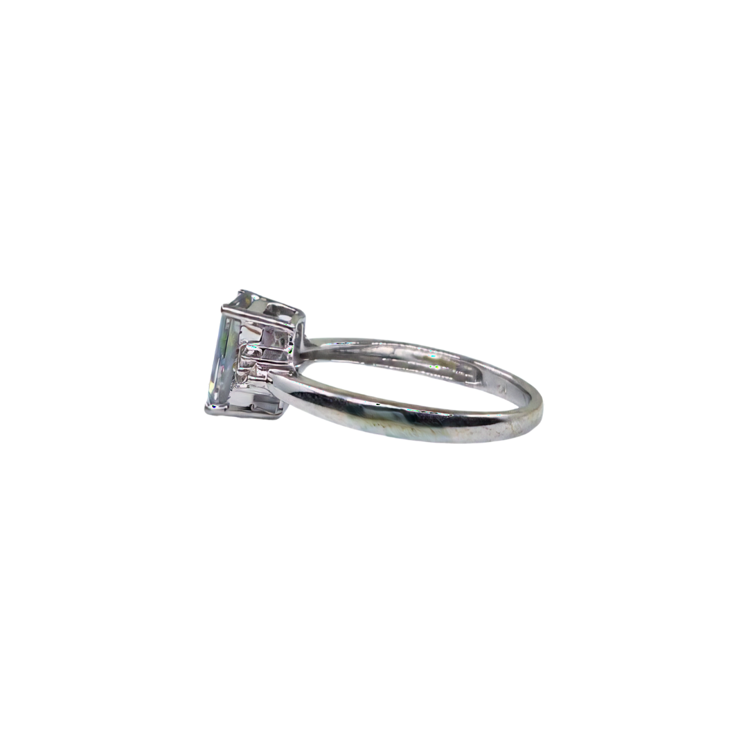 9ct White Gold Mystic Topaz & Diamond Trefoil Ring