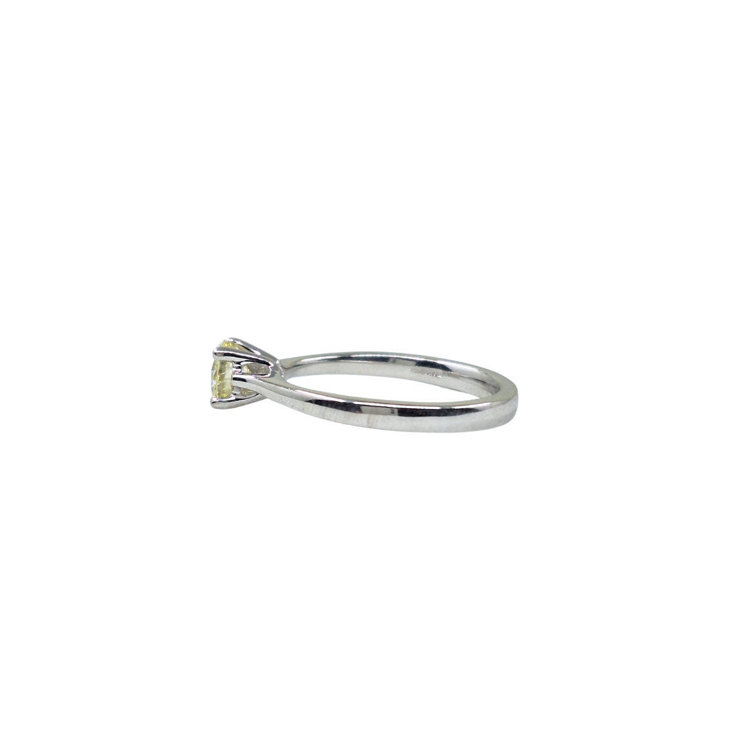 9ct White Gold Tinted Yellow Diamond Solitaire Ring 0.63ct