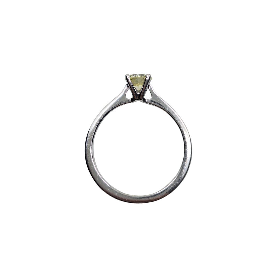 9ct White Gold Tinted Yellow Diamond Solitaire Ring 0.63ct