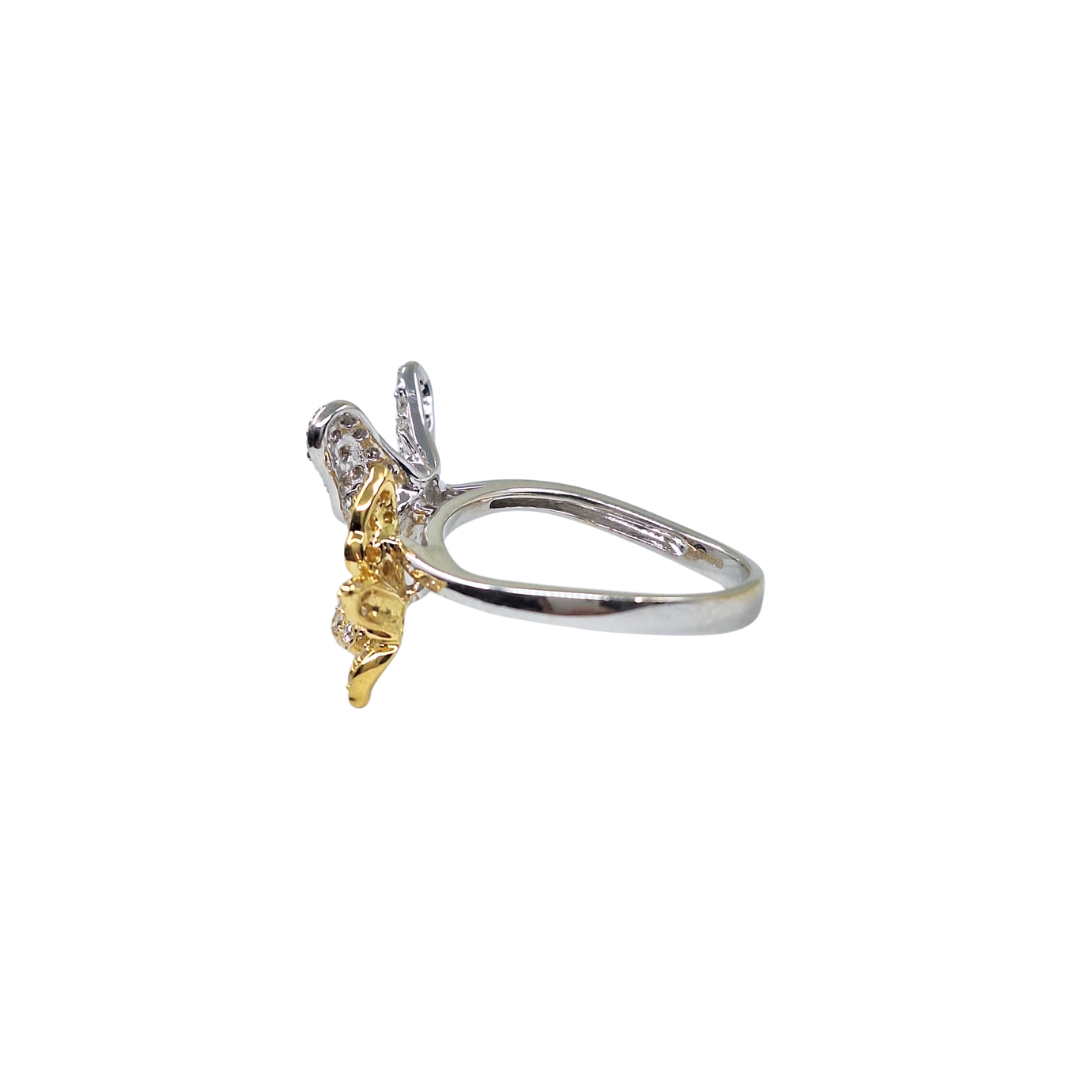 18ct 2 Colour Gold Diamond Butterfly Ring 0.50ct