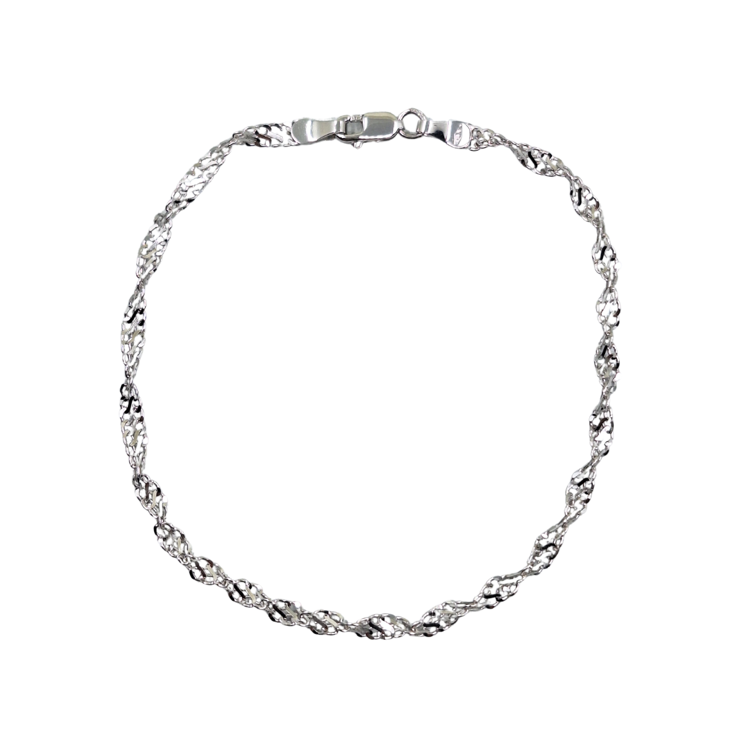 9ct White Gold Singapore Bracelet 7.5"