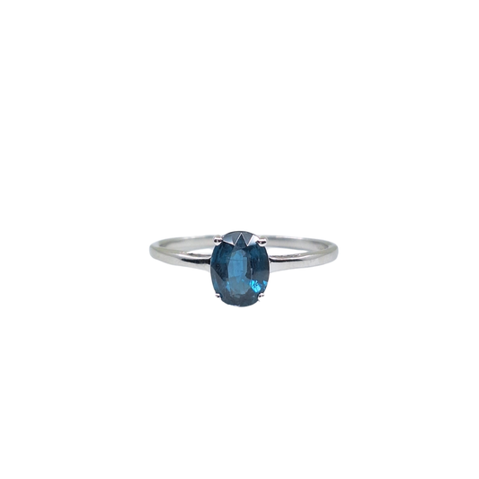 9ct White Gold Teal Kyanite Solitaire Ring