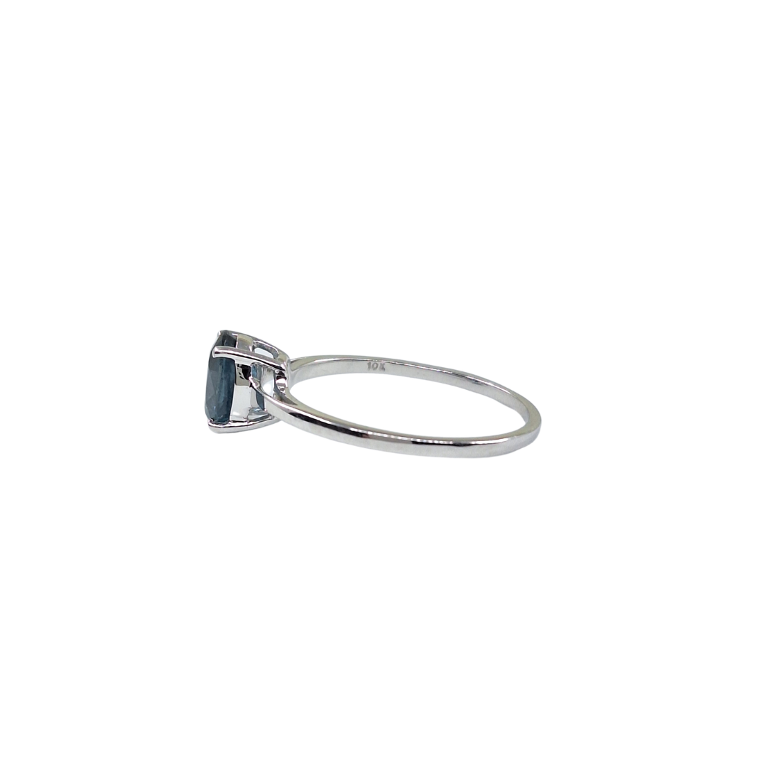 9ct White Gold Teal Kyanite Solitaire Ring
