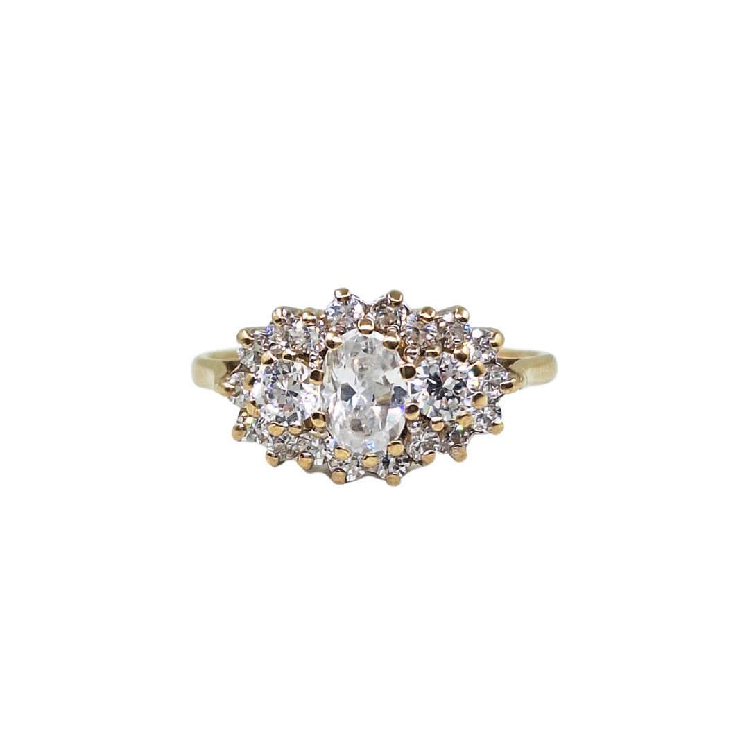 9ct Yellow Gold Cubic Zirconia Cluster Ring