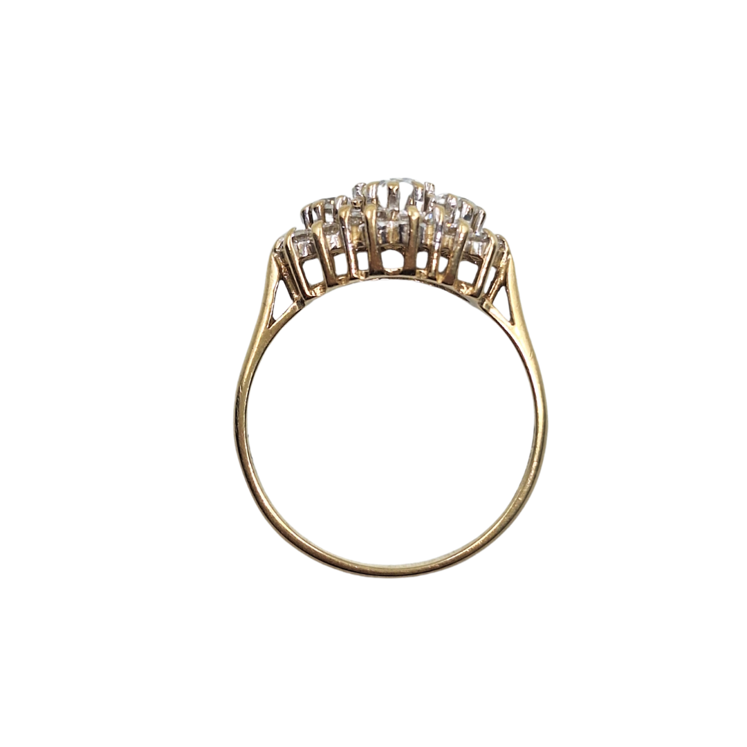 9ct Yellow Gold Cubic Zirconia Cluster Ring