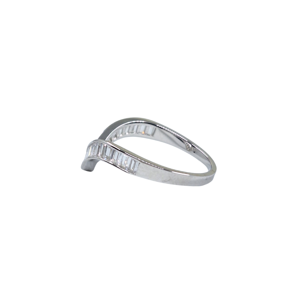 Silver Cubic Zirconia Baguette Wishbone Ring