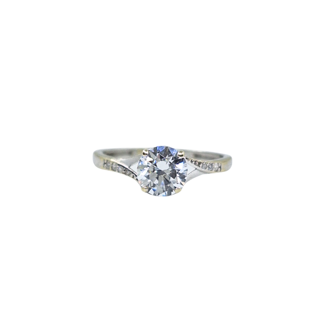 9ct White Gold Cubic Zirconia Solitaire Ring