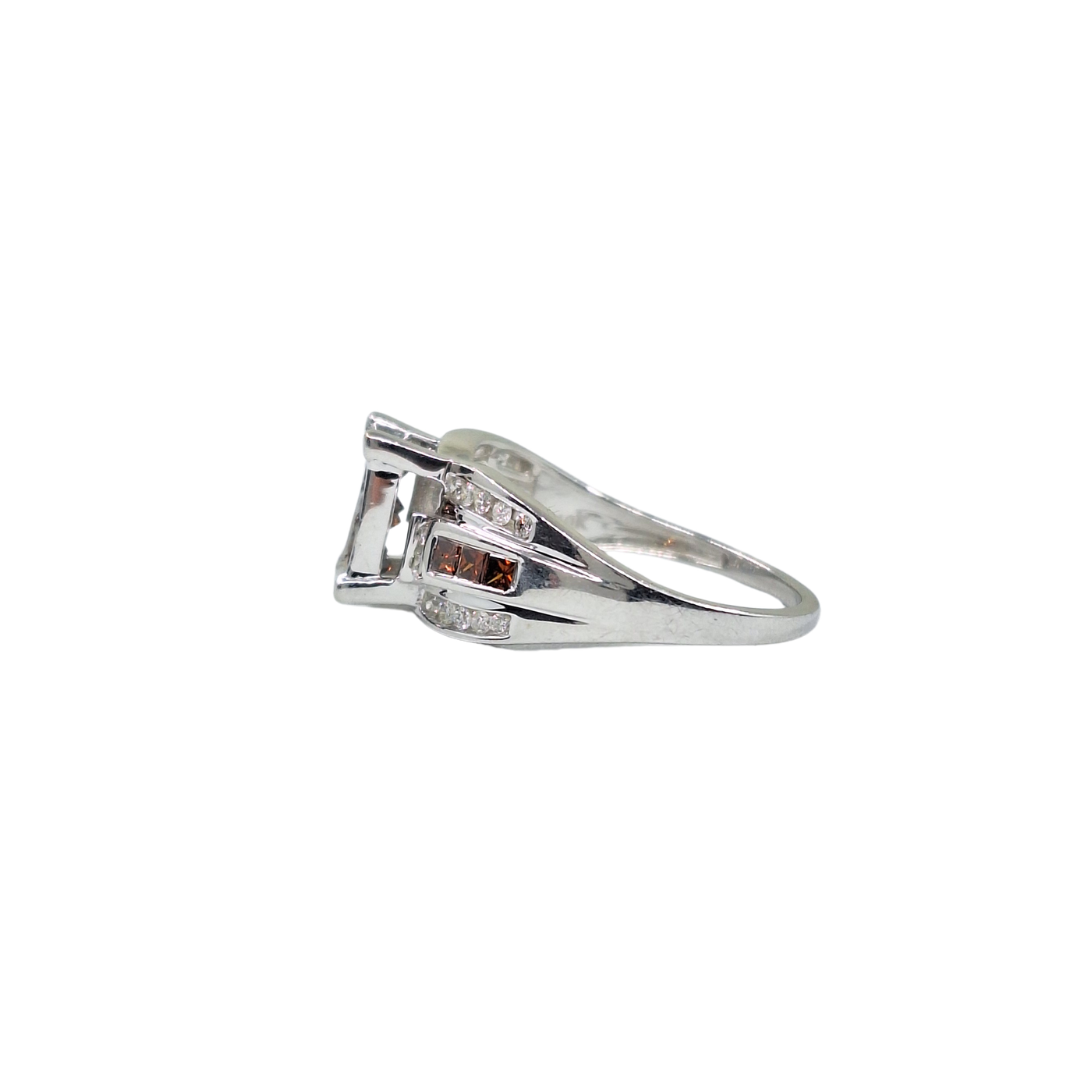 9ct White Gold Brown & White Diamond Cluster Ring