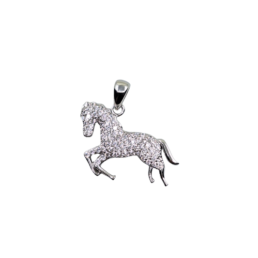 Silver Cubic Zirconia Horse Pendant