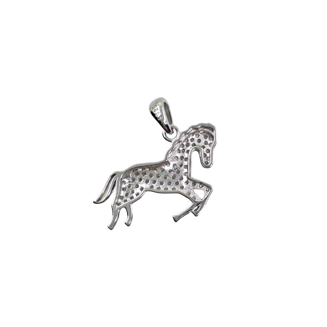 Silver Cubic Zirconia Horse Pendant