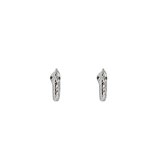 Silver Snake Huggie Earrings