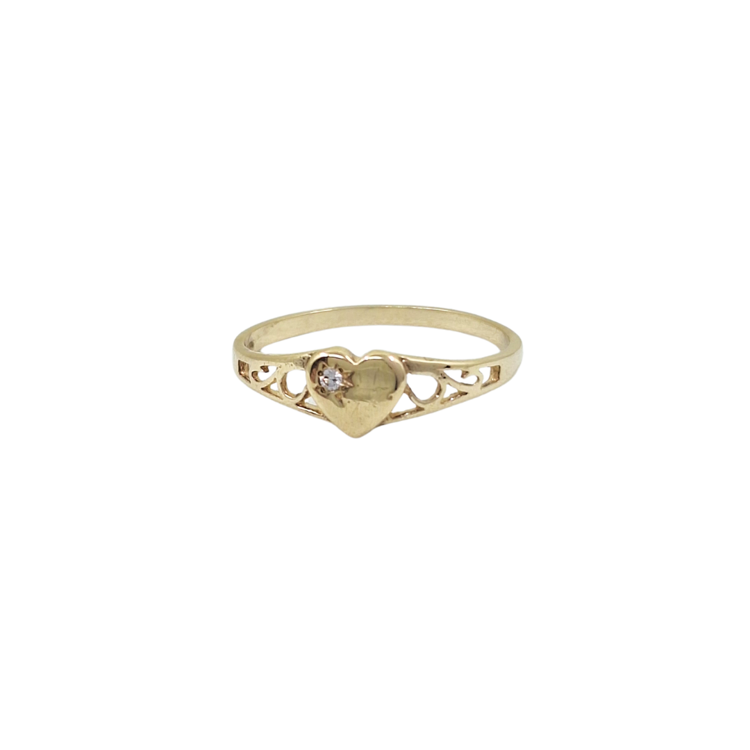 9ct Yellow Gold Cubic Zirconia Heart Ring