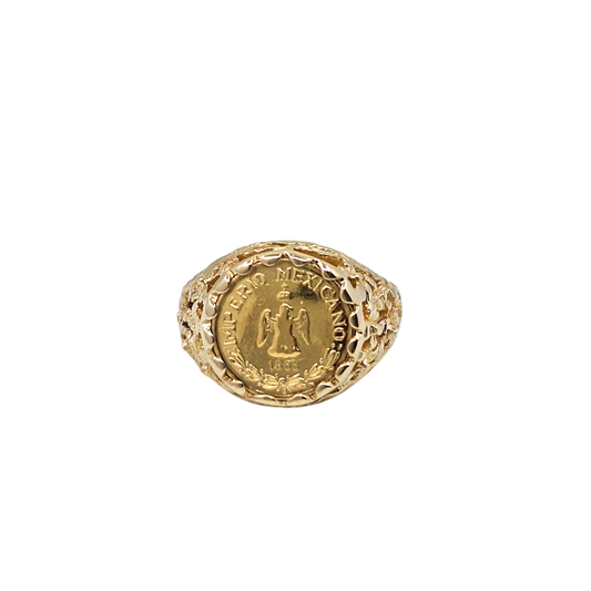 9ct Yellow Gold Mexican Coin Ring