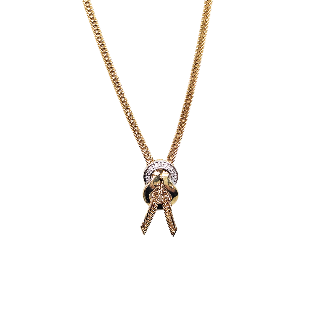 9ct Yellow Gold Diamond Knot Necklace 16"
