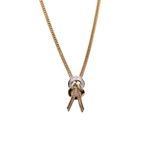 9ct Yellow Gold Diamond Knot Necklace 16"