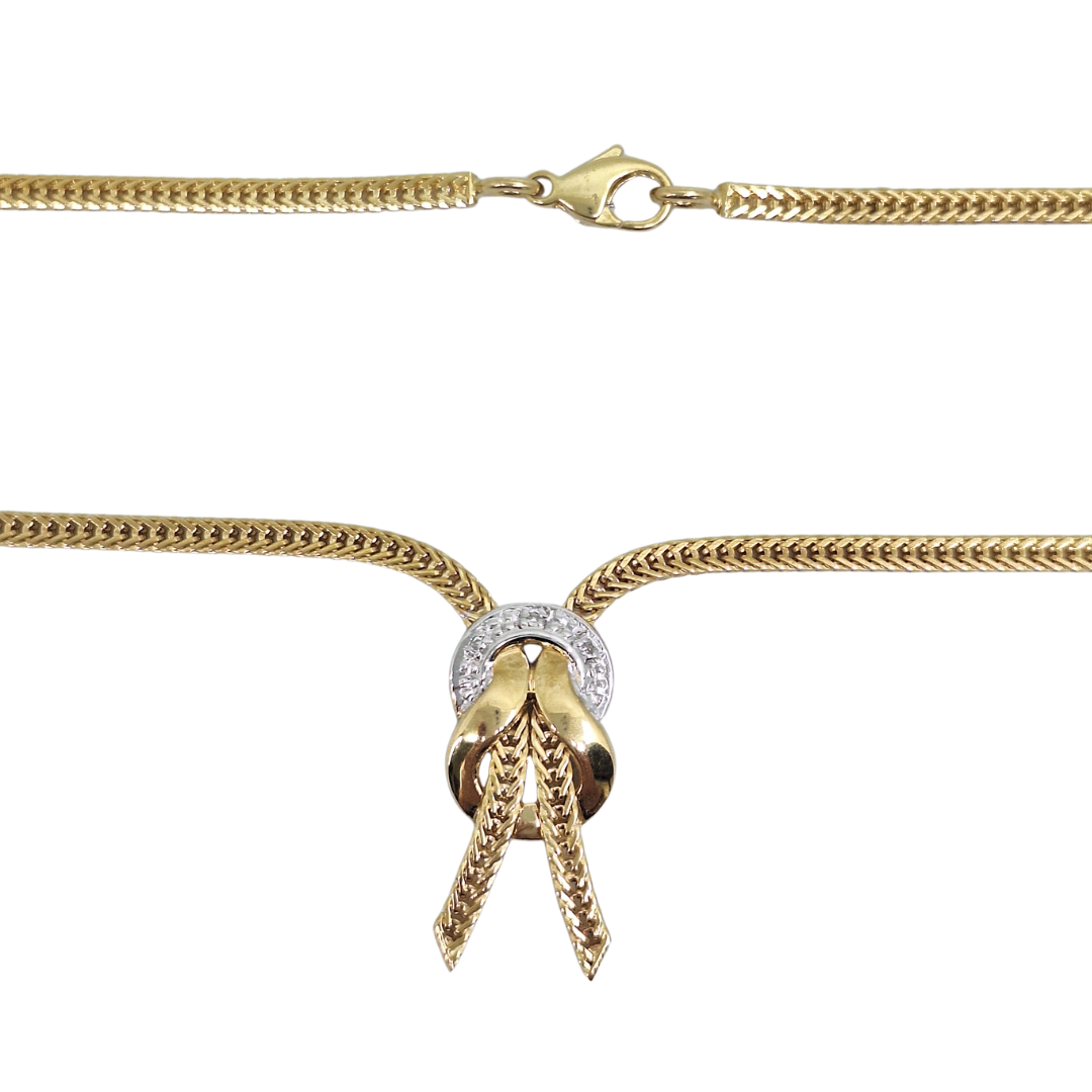 9ct Yellow Gold Diamond Knot Necklace 16"