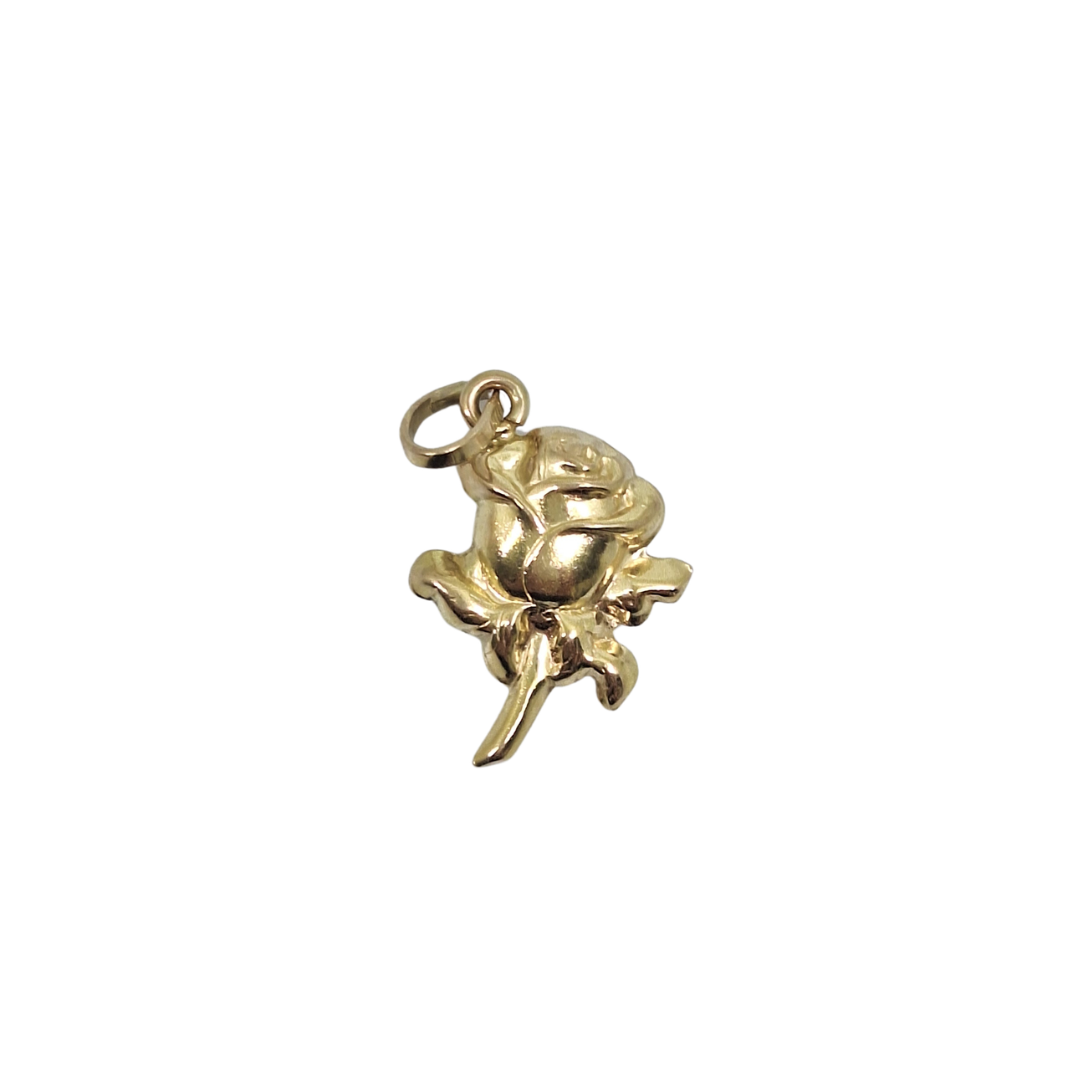 9ct Yellow Gold Hollow Rose Charm