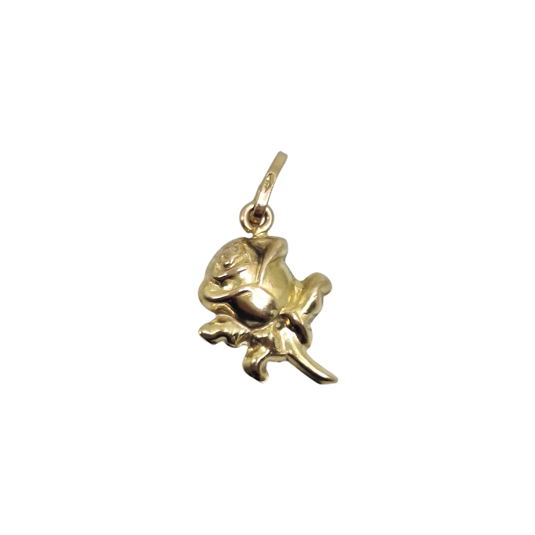 9ct Yellow Gold Hollow Rose Charm