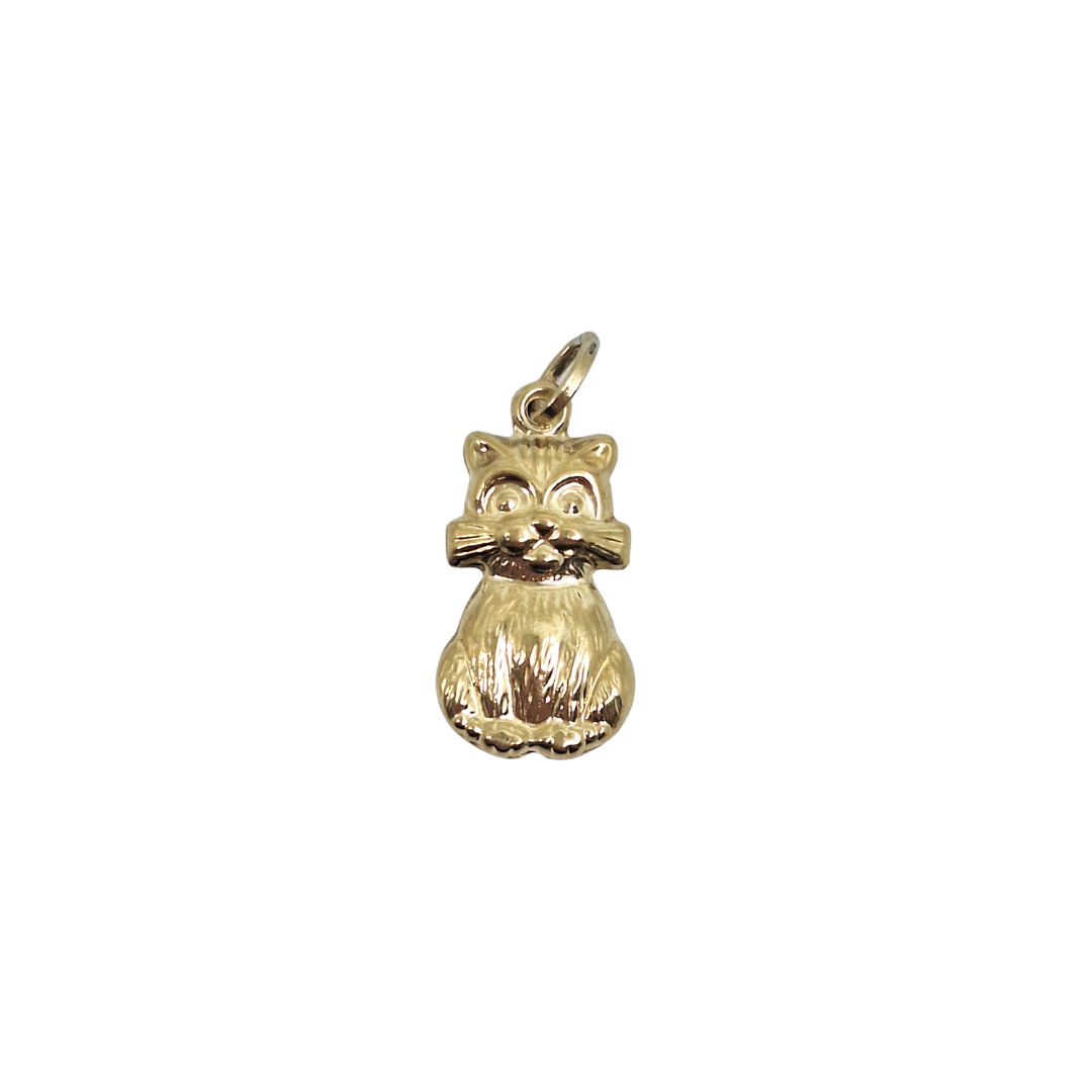 9ct Yellow Gold Hollow Cat Charm