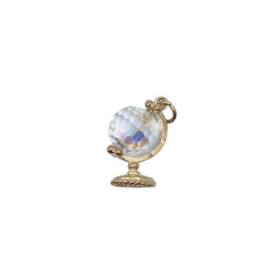 9ct Yellow Gold Crystal Spinning Globe Charm