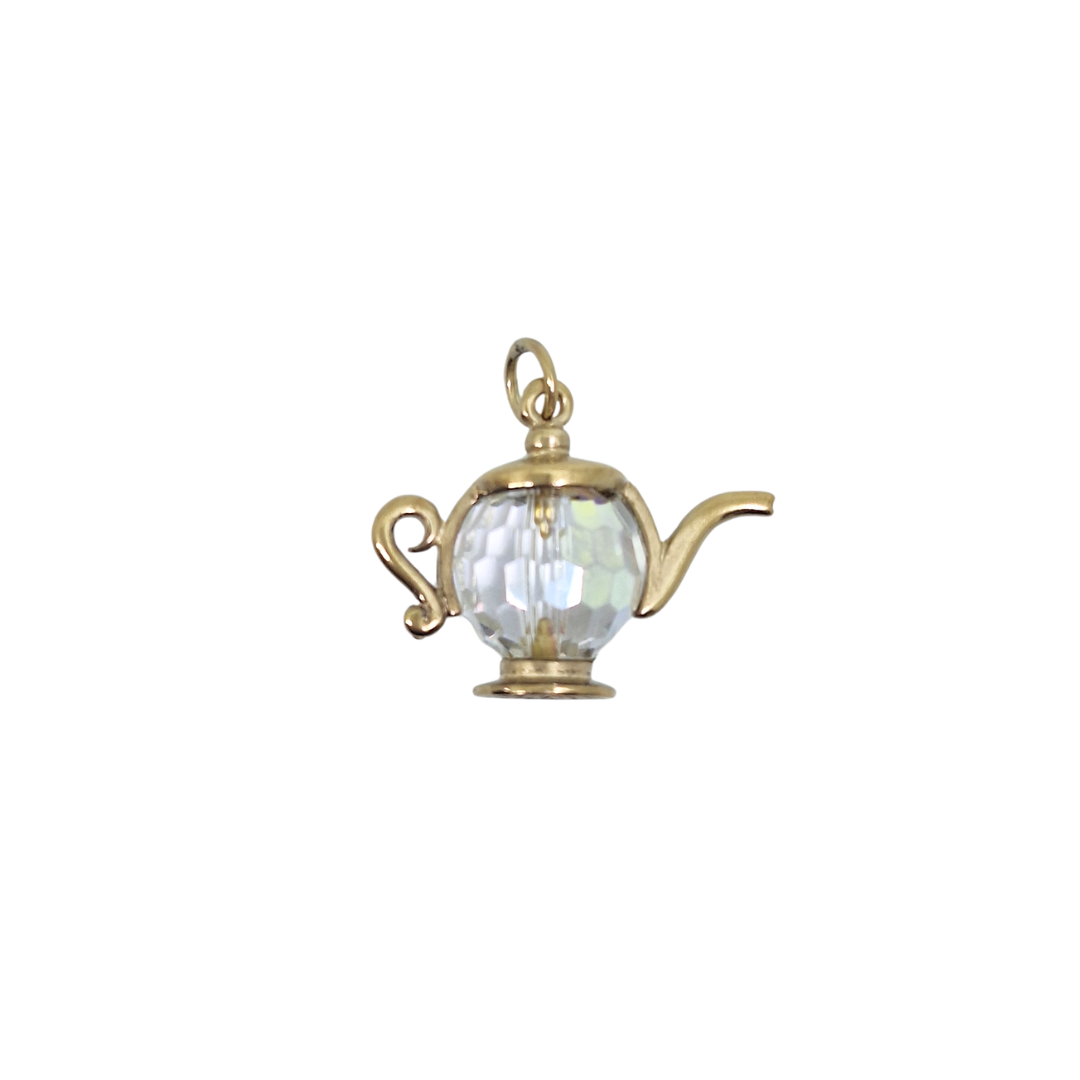 9ct Yellow Gold Crystal Teapot Charm