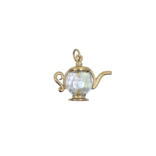 9ct Yellow Gold Crystal Teapot Charm